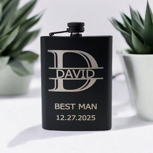 Personalized Groomsman Flask, Custom Stainless Steel Hip Flask, Best Man Gift, Wedding Party Favor for Him, Engraved Flask Gift