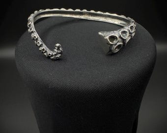 Octopus Leg Cuff Bracelet, 925 Sterling Silver Handmade Jewelry Accessories