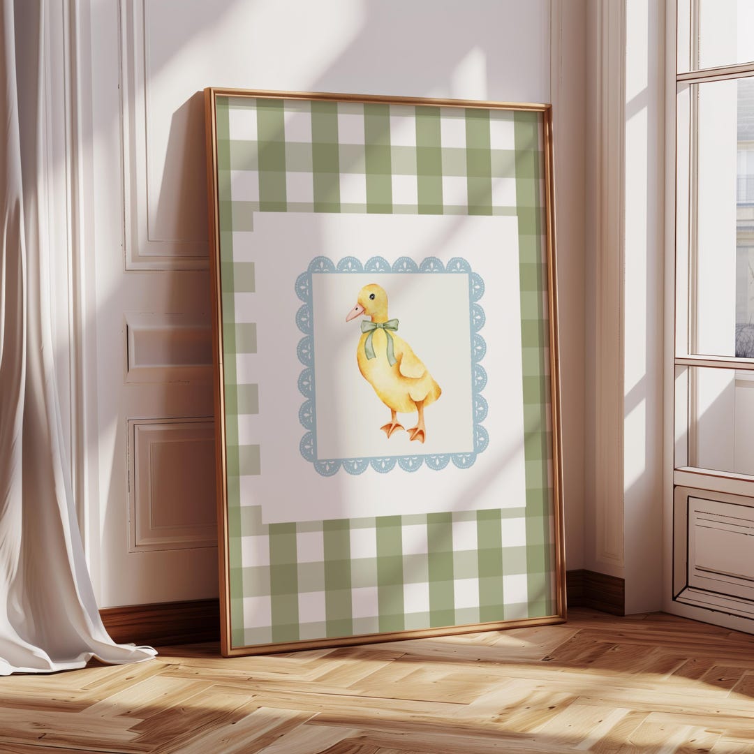 Silly Goose Nursery Wall Art Printable ,green Gingham Duck Decor ...