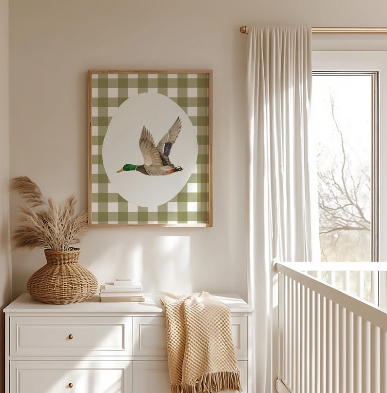 Green Gingham Duck Nursery Wall Art Noncustom, Vintage Single Set of 3 ...
