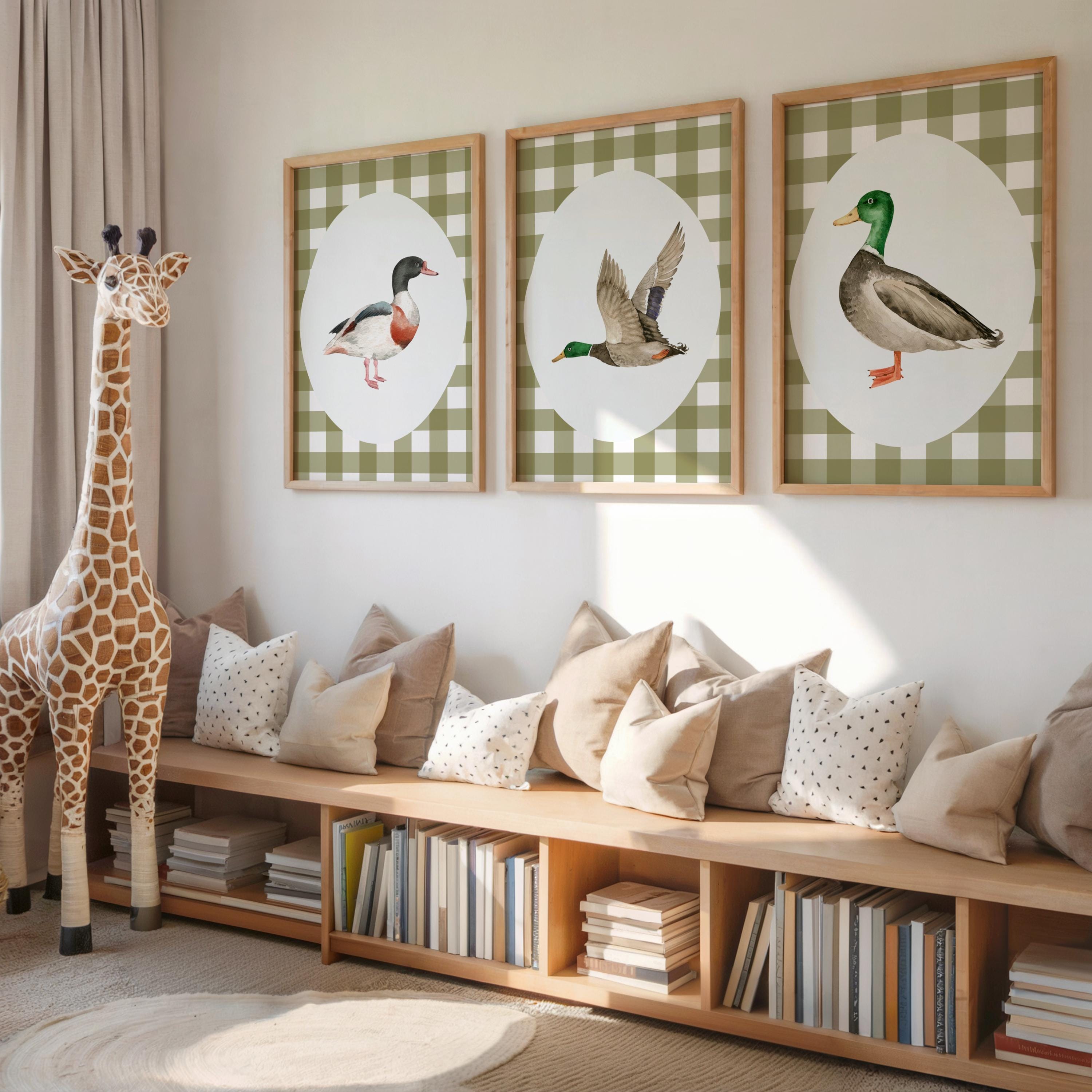 Green Gingham Duck Nursery Wall Art Noncustom, Vintage Single Set of 3 ...