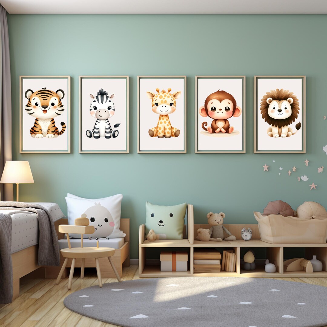 Safari Animal Prints Set: Jungle Nursery, Playroom Decor ( Digital ...