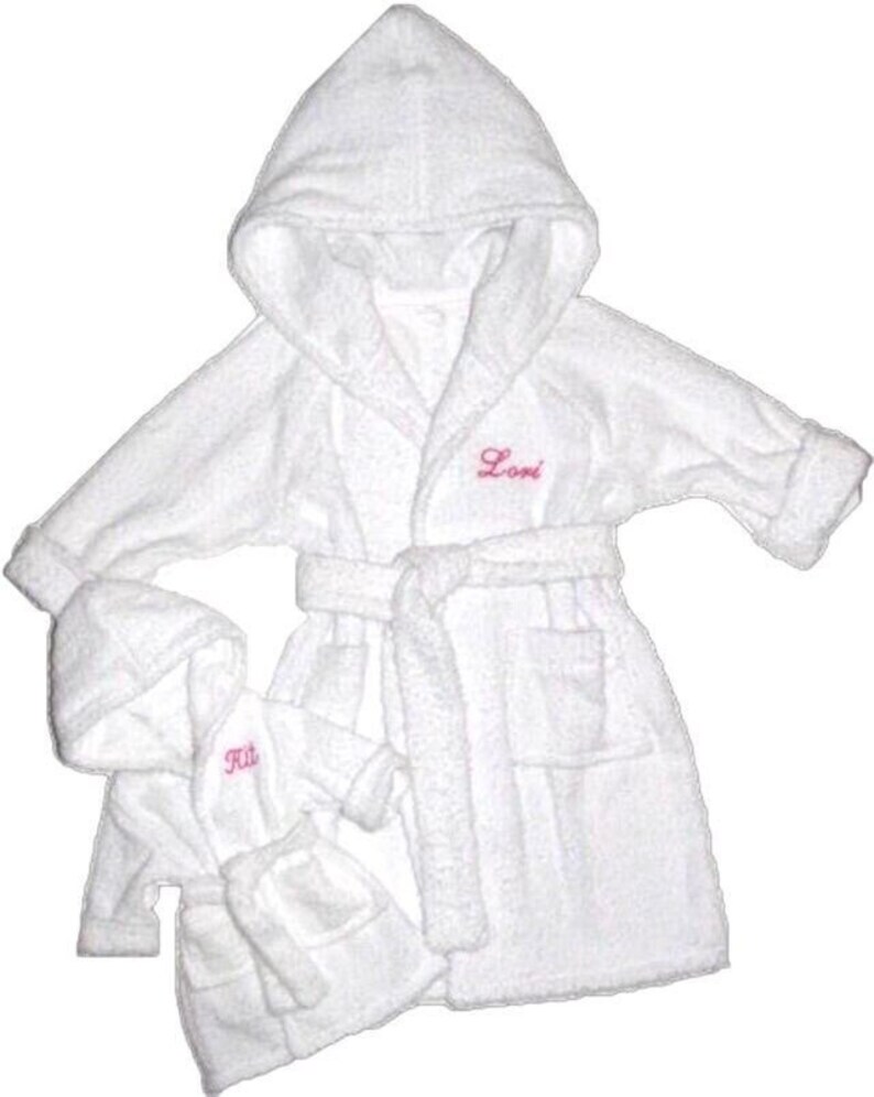 Handmade Personalized Child's/doll Bathrobe Set image 1