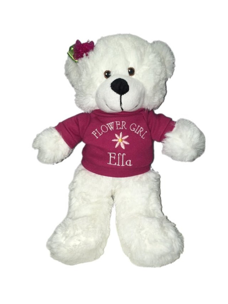 Personalized flower girl/ring bearer bears sold seperatly, not as a pair image 1