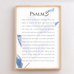 Salmo 3, Signore, come sono aumentati i miei nemici, Versetto della Bibbia a capitolo intero, Stampa artistica, Stampa minimalista, Poster acquerello delle Scritture