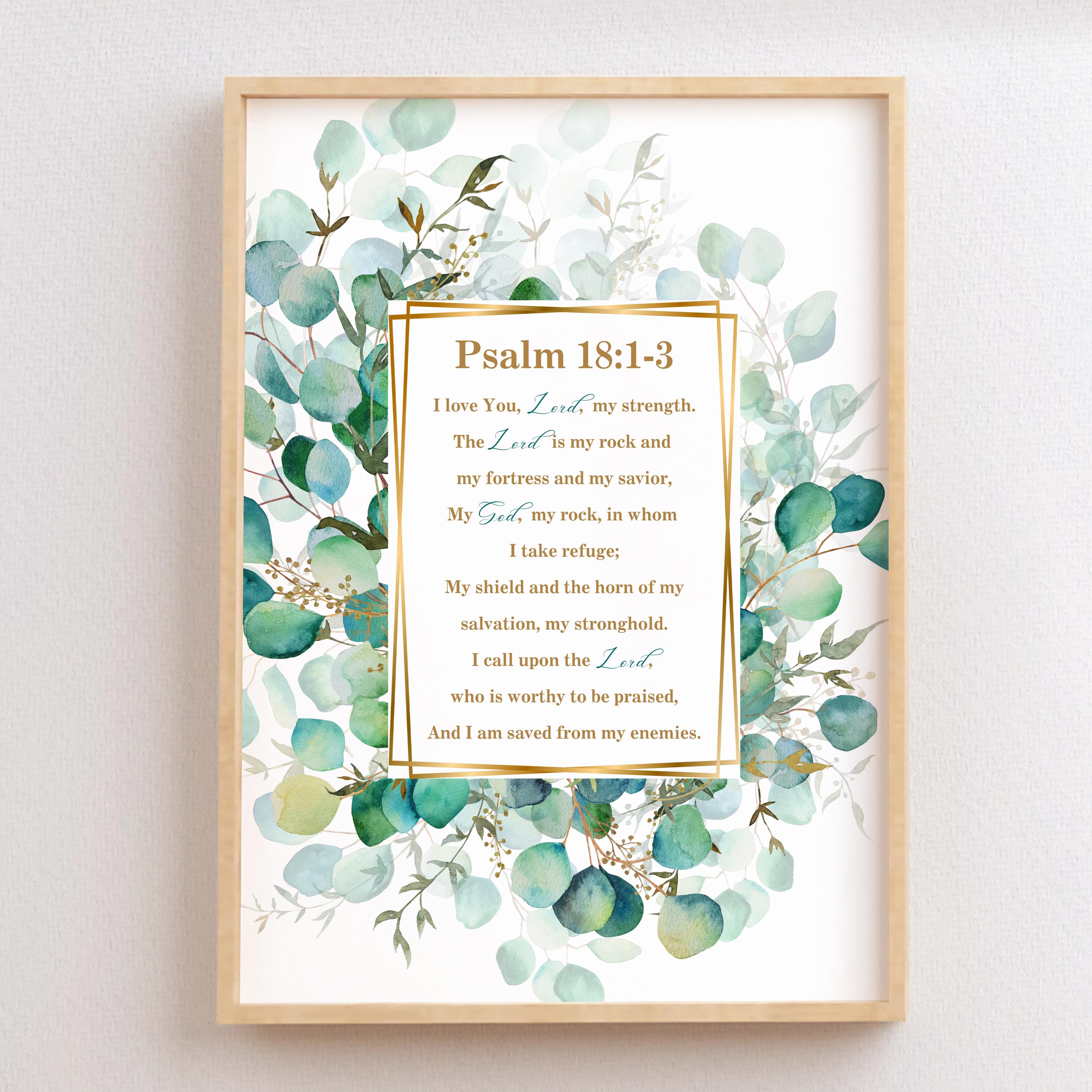 Psalm 18:1-3 Printable Bible Verse Wall Art I love You, Lord, my strength Modern Christian Art Scripture Print Strength Bible Verse