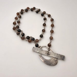 Hekate Andalusite Crossroads Necklace with Roll Printed Toggle, Bezel Set Facetted Gemstone image 2