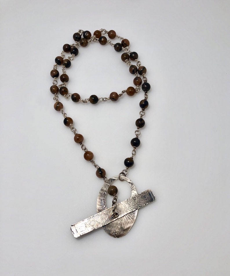 Hekate Andalusite Crossroads Necklace with Roll Printed Toggle, Bezel Set Facetted Gemstone image 3