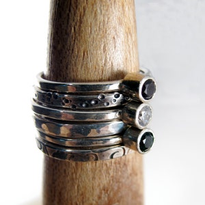 Hammered Sterling Silver Stacking Band Ring image 2