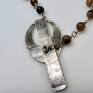 Hekate Andalusite Crossroads Necklace with Roll Printed Toggle, Bezel Set Facetted Gemstone image 1