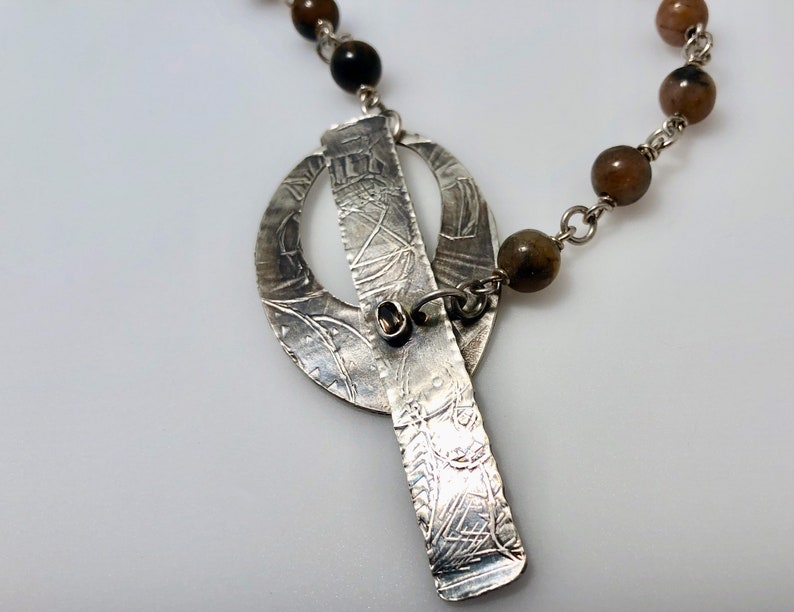Hekate Andalusite Crossroads Necklace with Roll Printed Toggle, Bezel Set Facetted Gemstone image 1