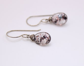 Rutillated Amethyst Simple Drop Earrings