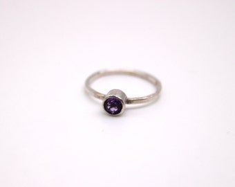 4mm Amethyst Birthstone Stacking Ring size 4 1/2