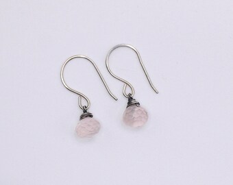 Rose Quartz Facetted Onion Drop Earrings