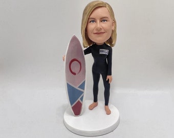 Benutzerdefinierte Strand Surfen Bobbleheads, benutzerdefinierte Sport Bobbleheads, Mädchen Surfer Bobblehead, Surfbrett benutzerdefinierte Bobblehead, benutzerdefinierte Weihnachtsgeschenke