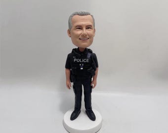 Custom Bobbleheads Polizist für Vater, Beschäftigter Polizist Bobblehead, personalisierte Patrouille Bobbleheads,Geschenk für die Polizei,Weihnachtsgeschenk