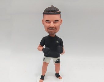 Custom Muay Thai Bobblehead, Personalized Nak Muay Gift, Thai Boxing Statue with Mongkhon, MMA Fighter Doll, Kickboxing Coach Award