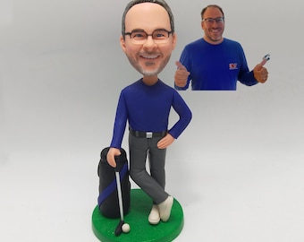 Custom Golf Bobblehead: From Your Photo | Personalized Golfer Figurine Gift for Golf Enthusiasts