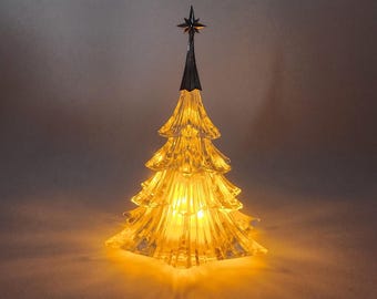 Árvore de Natal Vintage Avon Gallery Originals em Vidro Transparente com Estrela Prateada no Topo