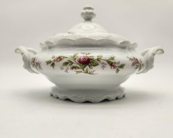 Johann Haviland Baviera Alemania Rosa musgo cubierta Vegetal Ribete dorado festoneado