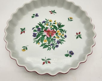 International China Rosalynn Carleton Varney Floral Quiche Tarte Pfanne Japan 10 in
