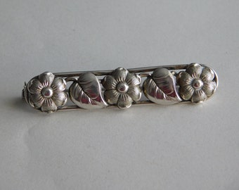 Stabbrosche Blumen Jugendstil Silber 835