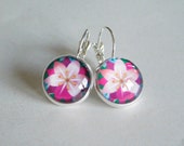 Ohrringe Cabochon Blüte silber