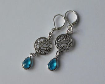 Ohrhänger Tropfen blau silber