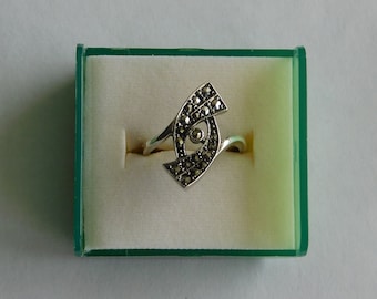 Ring Silber 835 Markasiten Art Deco