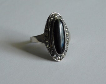 Ring Art Deco Silber mit Onyx