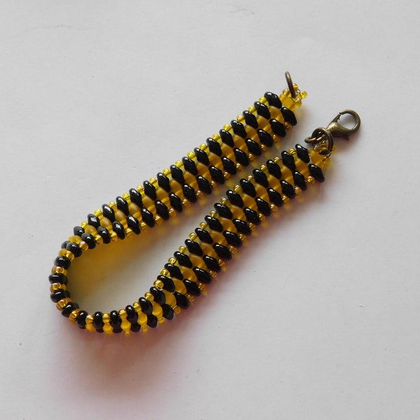 Armband gelb schwarz czech beads