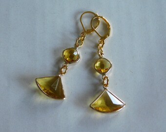 Ohrringe facettierte Steine Art Deco gelb gold