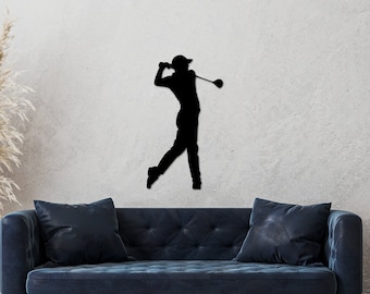 Golfer Silhouette, Golf Art, Metal Golf Art, Metal wall Art, Gift for Golfer, Golf Silhouette, Golf Club, 19th hole