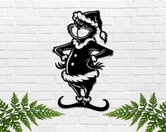 Black Friday, Cyber Monday Deal, Grinch Metal Sign, Christmas Wall Decor, Grinch Wall Art, Christmas Decoration, Holiday Gift, Door Hanger