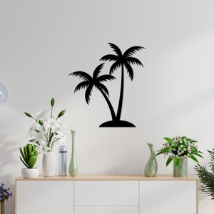 Metal Palm Tree Wall Art, Palm Tree Metal Silhouette, Tropical Art, Beach House Decor, Outdoor Home Deocr, Palm Wall Decor