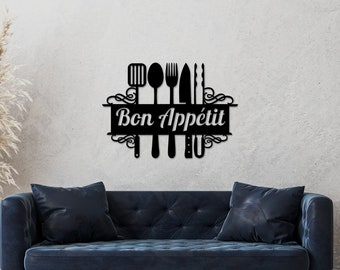 Bon Appetit Sign, Kitchen Decor, Kitchen Gifts, Metal Sign for Kitchen, Kitchen Signs, Kitchen Wall Decor, Mothers Day Gift, Wall Art