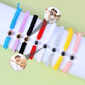 Gepersonaliseerde fotoprojectiearmband, fotoarmband, fotoarmband, gevlochten touwarmband, vriendjesarmband, herdenkingsarmband