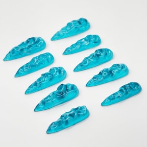 Glitter Ocean Blue Sea Waves Press on Nail/Glossy Nails/Hand drawn nails/3D Nails/Holiday Nails/Blue Nails