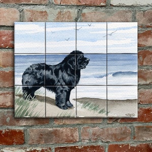 Newfoundland Dog Ceramic Tile Mosaic - Newfoundland Decorative Tile Mosaic Backsplash - Dog Lover Gift - Unique Dog Gifts