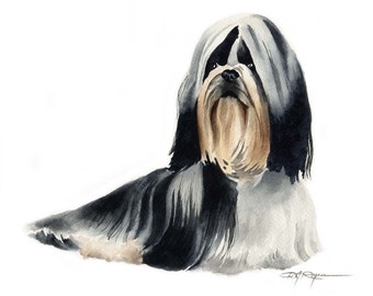 SHIH TZU Dog Watercolor Painting Art Print by Artist DJ Rogers