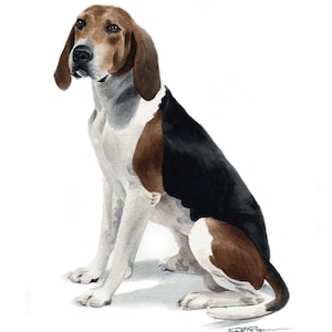 Treeing Walker Coonhound Art Print by Watercolor Artist DJ Rogers