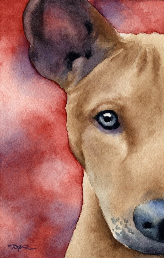 Black POODLE AT THE BEACH Dog Watercolor 11 x 14 Art Print by Artist DJR
