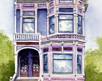 PAINTED LADY HOUSES Set Of Two Art Prints by Watercolor Artist D J Rogers