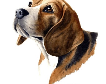 Beagle Art Print by Watercolor Artist DJ Rogers