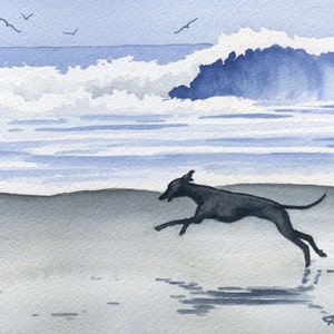 Italian Greyhound Art Print &quot;ITALIAN GREYHOUND At The Beach by Artist DJ Rogers