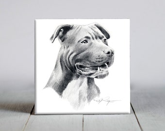 American Pit Bull Terrier Ceramic Tile - American Pit Bull Terrier Decorative Tile - Dog Lover Gift - Unique Dog Gifts