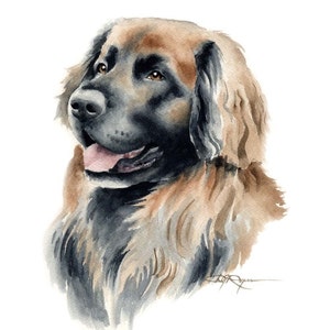 Leonberger Painting Art Print Watercolor Artist DJ Rogers