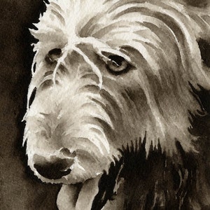 IRISH WOLFHOUND Sepia Art Print by Watercolor Artist DJ Rogers