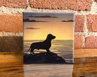 Dachshund Ceramic Tile - Dachshund Decorative Tile - Dog Lover Gift - Unique Dog Gifts