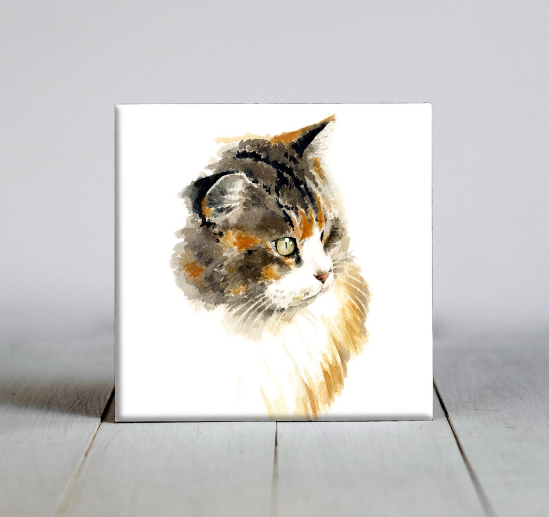 Cat Ceramic Tile Cat Decorative Tile Cat Lover Gift Etsy